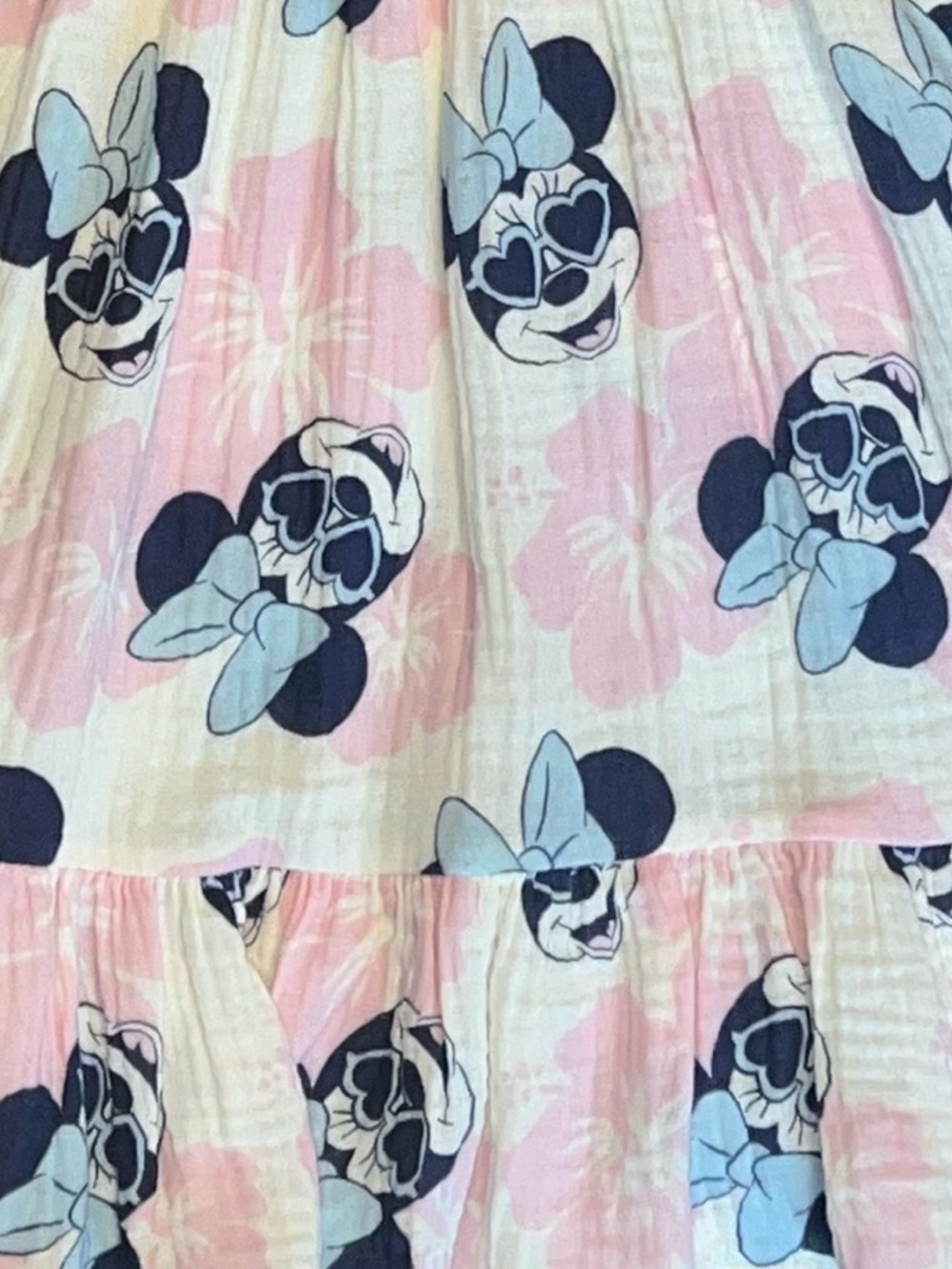 Disney Junior Minnie Mouse Dress Pink Blue Smocked Flutter Sleeve 4T - Picture 3 of 7